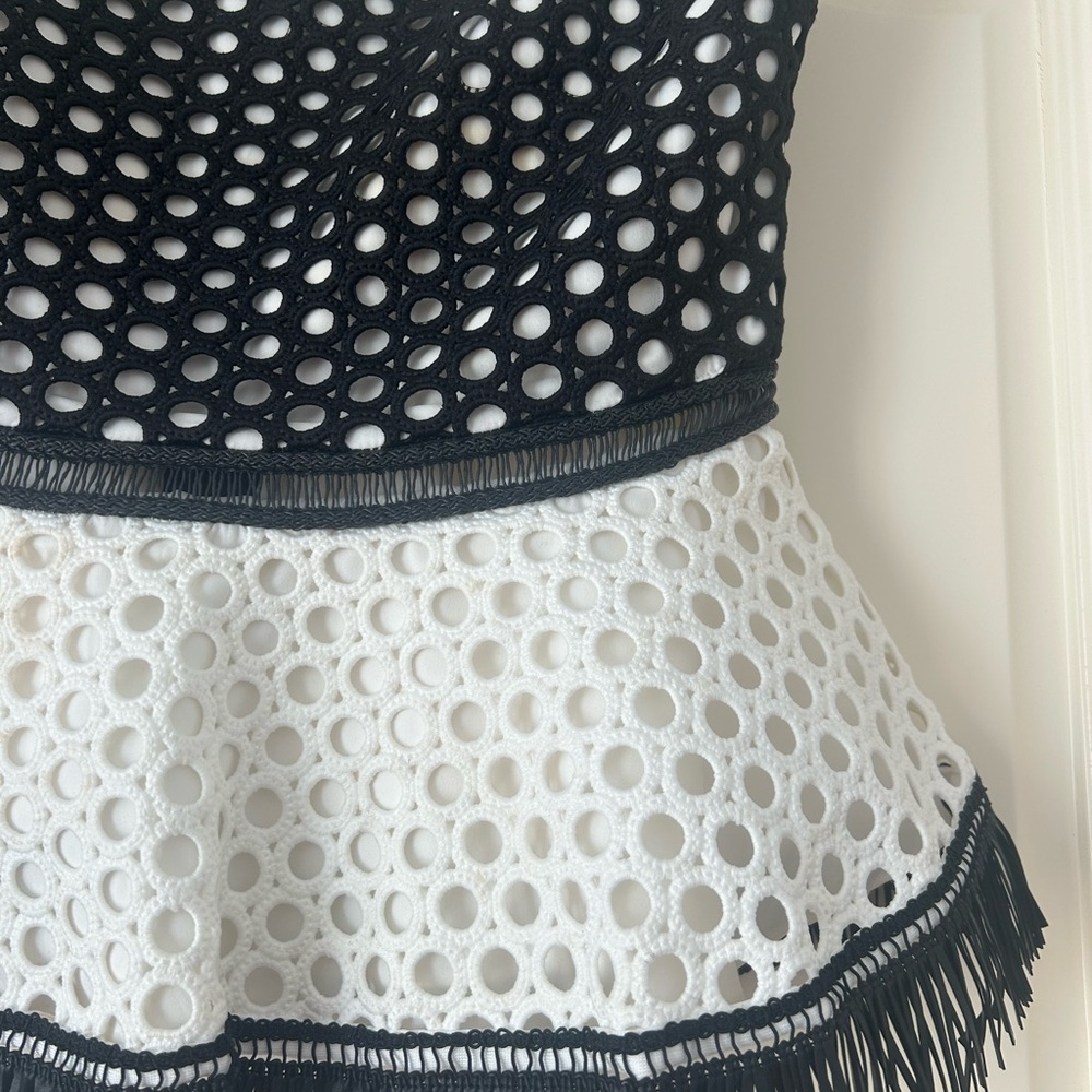 Alexis Black and White Peplum Blouse - Picture 4 of 8